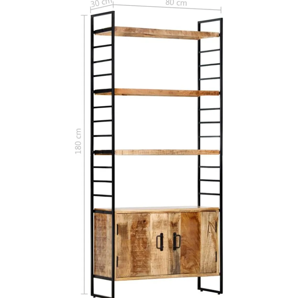 vidaXL Estantería de 4 niveles madera de mango rugosa 80x30x180 cm New