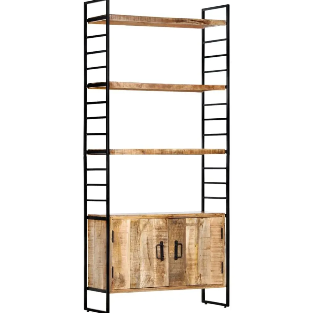 vidaXL Estantería de 4 niveles madera de mango rugosa 80x30x180 cm New