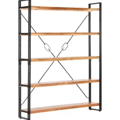 vidaXL Estanterías-Estantería de 5 niveles madera maciza de acacia 140x30x180 cm