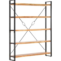 vidaXL Estanterías-Estantería de 5 niveles madera maciza de acacia 140x30x180 cm