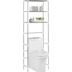 vidaXL Estantería de 3 niveles sobre inodoro 53x28x169 cm Plateado Best