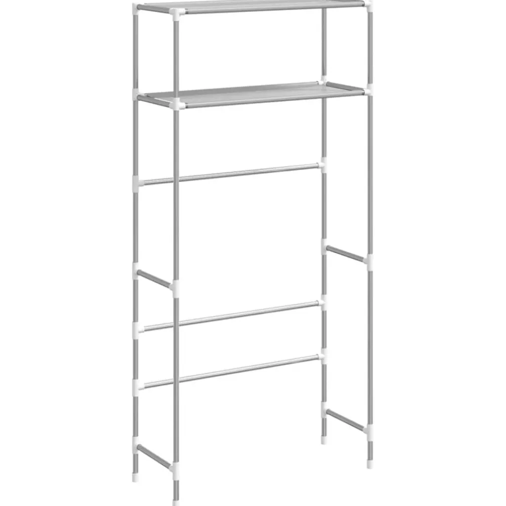 vidaXL Accesorios Para El Baño-Estantería de 2 niveles sobre lavadora hierro 69x28x143 cm