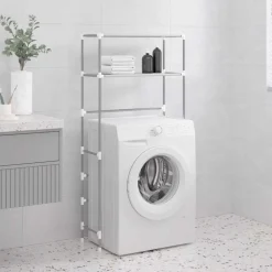 vidaXL Accesorios Para El Baño-Estantería de 2 niveles sobre lavadora hierro 69x28x143 cm