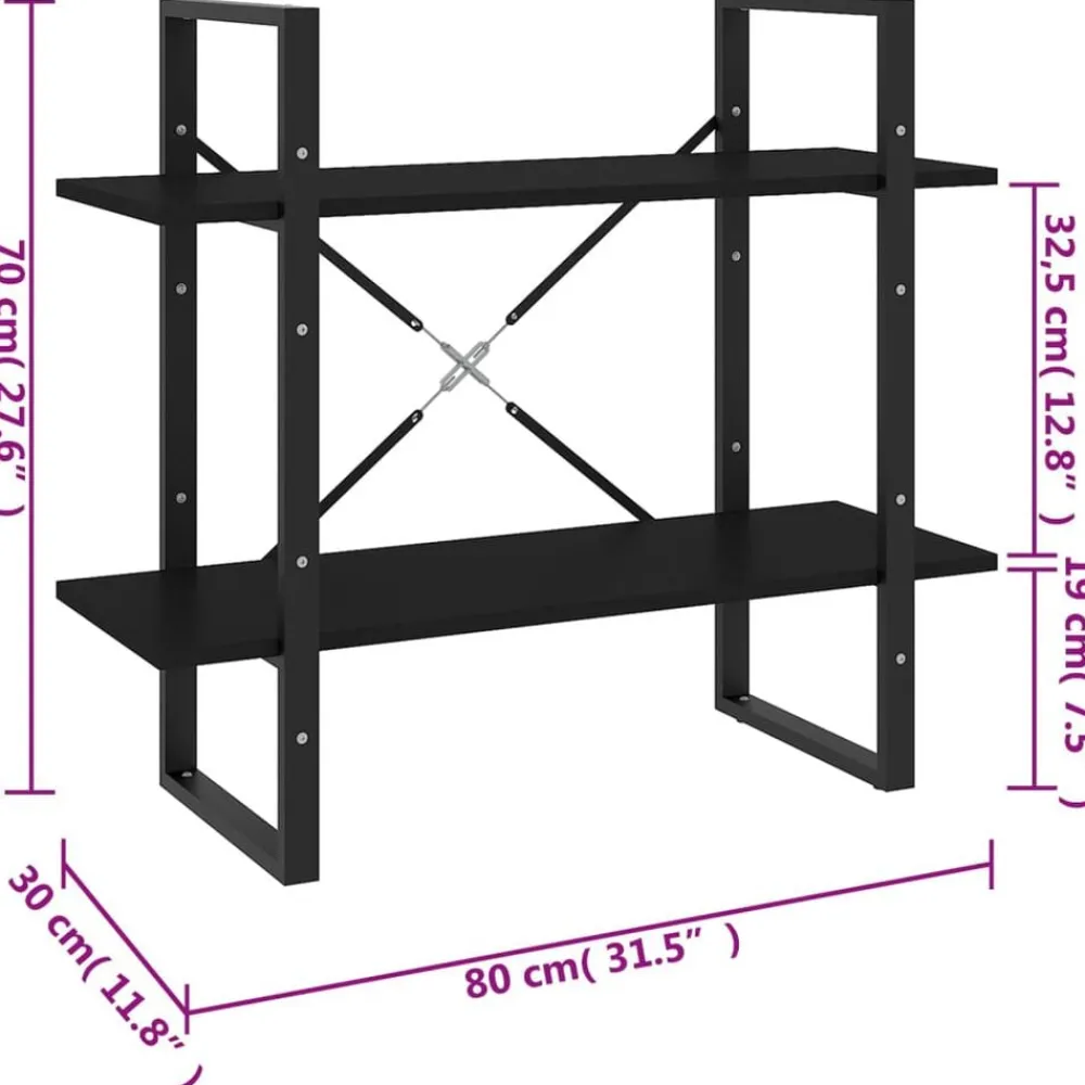 vidaXL Estanterías-Estantería de 2 niveles madera contrachapada 80x30x70 cm