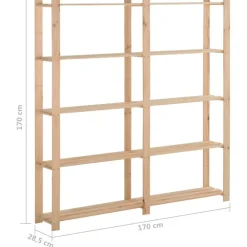 vidaXL Estantería de 5 niveles madera pino maciza 170x28,5x170 cm Natural Clearance