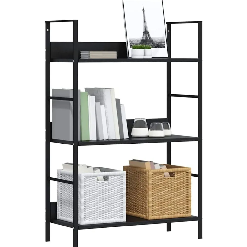 vidaXL Estantería de 3 niveles madera ingeniería 60x27,6x90,5 cm Negro Discount