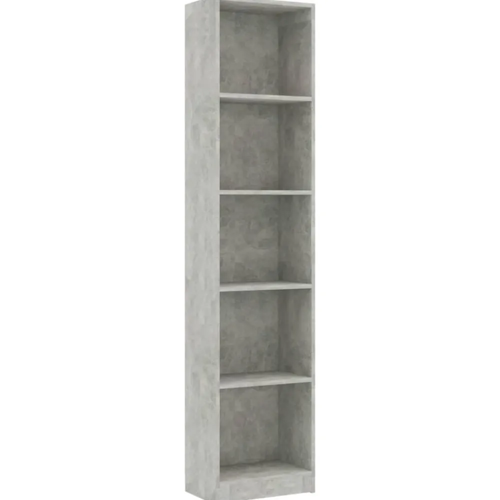 vidaXL Estanterías-Estantería de 5 niveles contrachapada gris hormigón 40x24x175cm