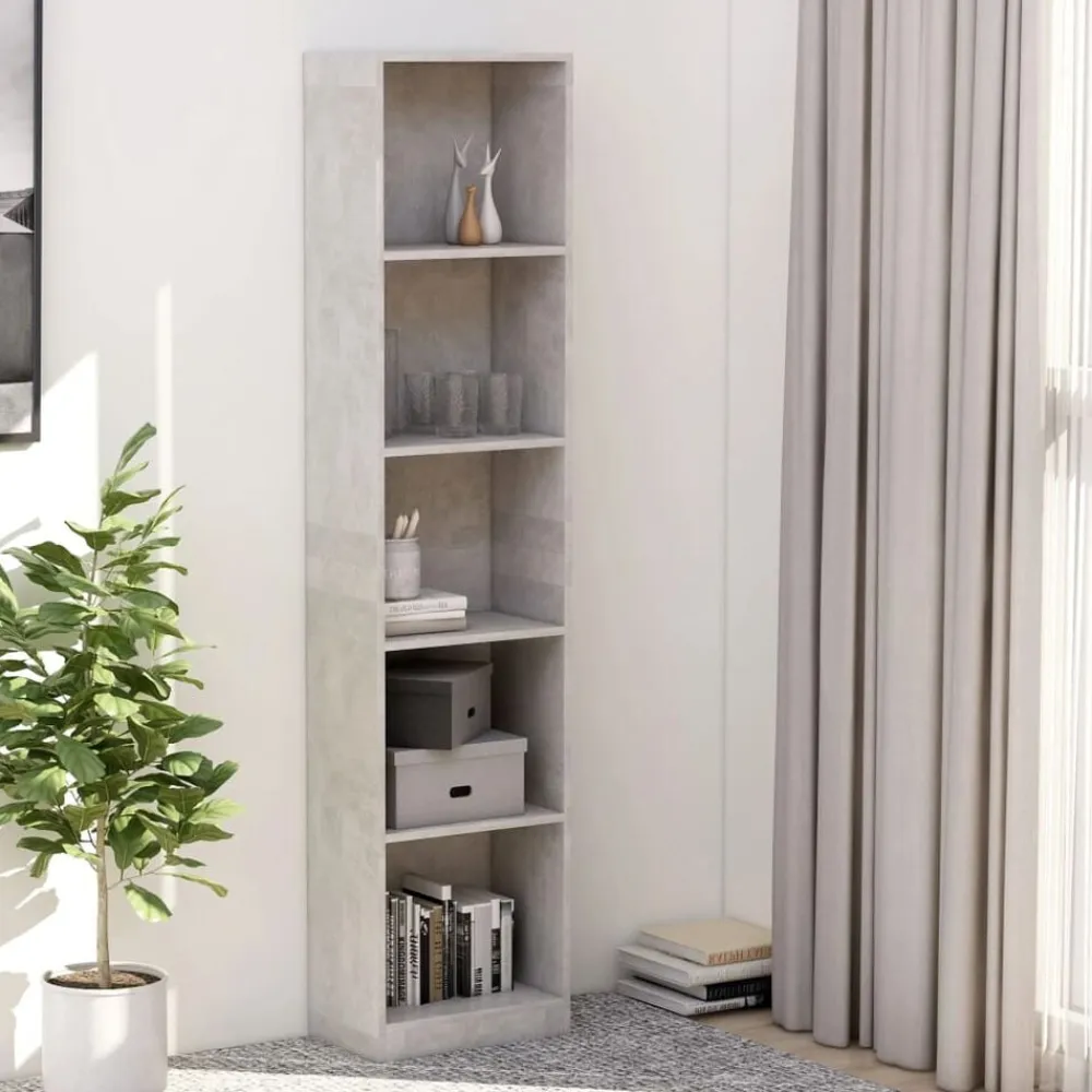 vidaXL Estanterías-Estantería de 5 niveles contrachapada gris hormigón 40x24x175cm