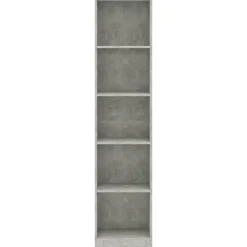 vidaXL Estanterías-Estantería de 5 niveles contrachapada gris hormigón 40x24x175cm