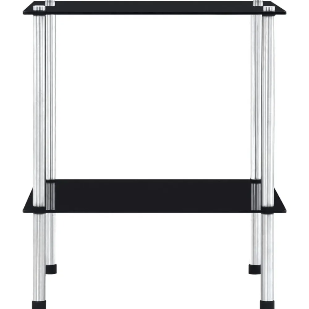 vidaXL Estantería de 2 niveles vidrio templado 40x40x47cm Negro Clearance