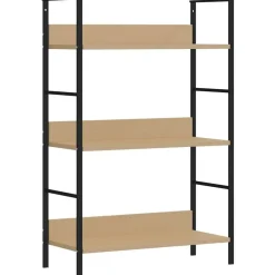 vidaXL Estantería de 3 niveles madera ingeniería roble 60x27,6x90,5 cm Roble y negro Online
