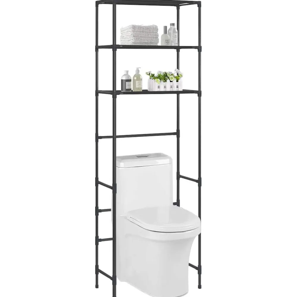 vidaXL Estantería de 3 niveles sobre inodoro 53x28x169 cm Negro Outlet