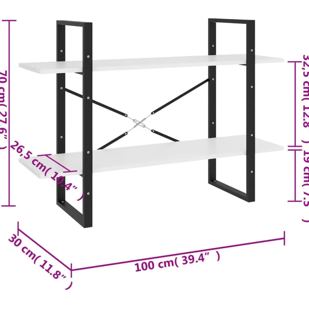 vidaXL Estanterías-Estantería de 2 niveles madera contrachapada 100x30x70cm