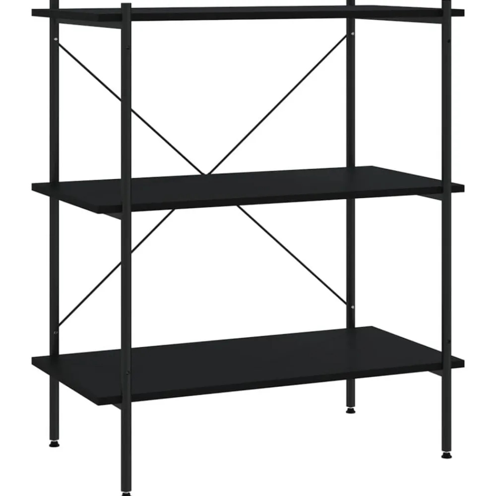 vidaXL Estanterías-Estantería de 3 niveles negra 80x40x92 cm