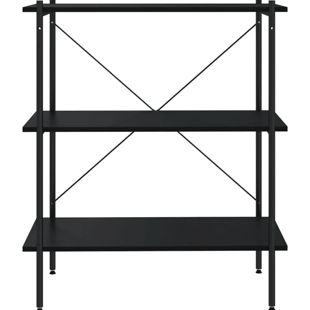 vidaXL Estanterías-Estantería de 3 niveles negra 80x40x92 cm
