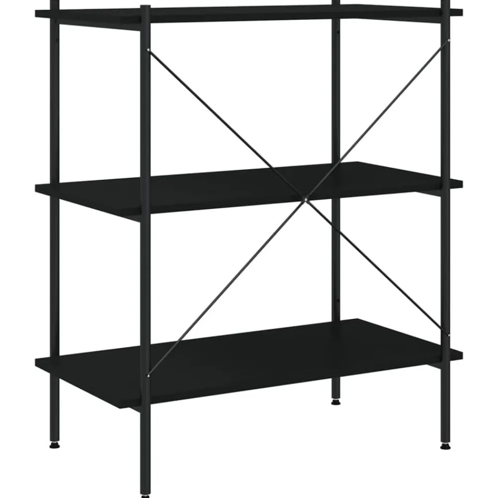 vidaXL Estanterías-Estantería de 3 niveles negra 80x40x92 cm