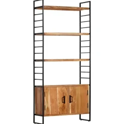 vidaXL Estanterías-Estantería de 4 niveles madera maciza de acacia 80x30x180 cm