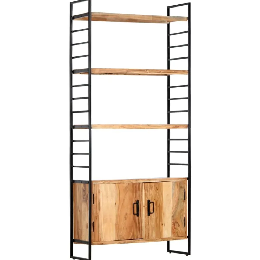 vidaXL Estanterías-Estantería de 4 niveles madera maciza de acacia 80x30x180 cm