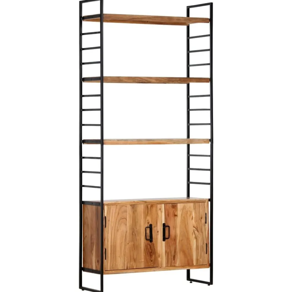 vidaXL Estanterías-Estantería de 4 niveles madera maciza de acacia 80x30x180 cm