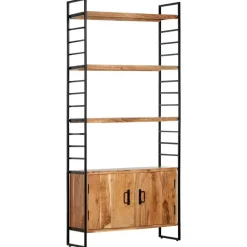 vidaXL Estanterías-Estantería de 4 niveles madera maciza de acacia 80x30x180 cm