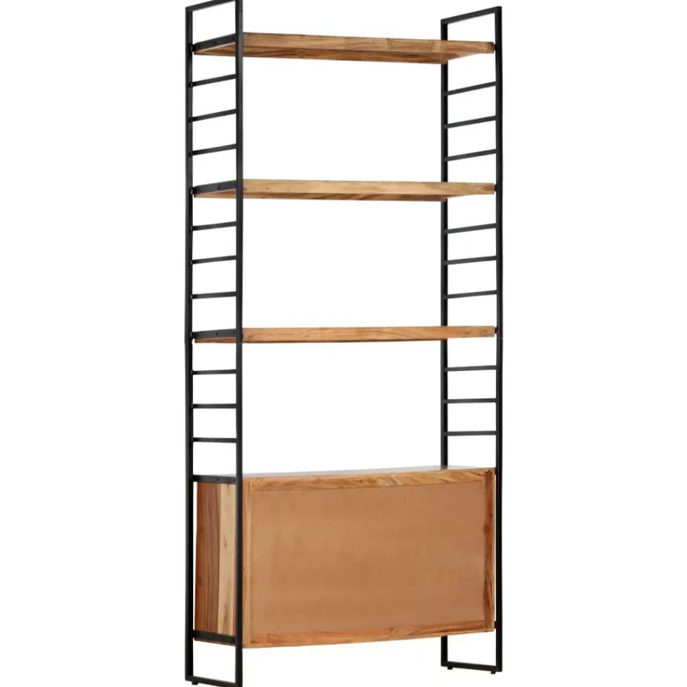 vidaXL Estanterías-Estantería de 4 niveles madera maciza de acacia 80x30x180 cm
