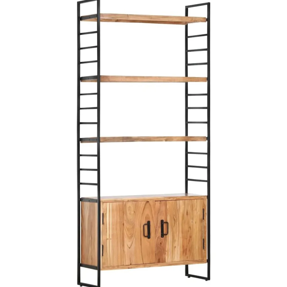 vidaXL Estanterías-Estantería de 4 niveles madera maciza de acacia 80x30x180 cm