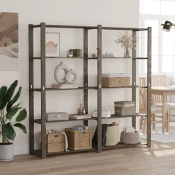 vidaXL Estantería de 5 niveles madera maciza pino 170x38x170 cm Gris Best