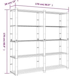 vidaXL Estantería de 5 niveles madera maciza pino 170x38x170 cm Gris Best