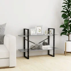 vidaXL Estantería de 2 niveles contrachapada gris hormigón 100x30x70cm Gris hormigón