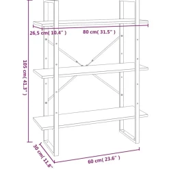 vidaXL Estanterías-Estantería de 5 niveles contrachapada 80x30x175 cm