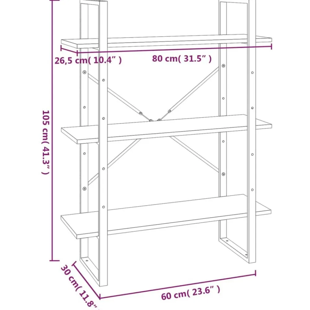 vidaXL Estanterías-Estantería de 5 niveles contrachapada 80x30x175 cm