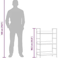 vidaXL Estanterías-Estantería de 3 niveles madera ingeniería roble 60x27,6x90,5 cm