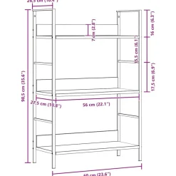 vidaXL Estanterías-Estantería de 3 niveles madera ingeniería roble 60x27,6x90,5 cm
