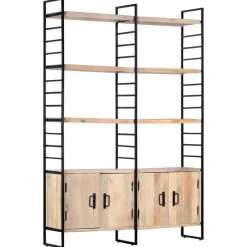 vidaXL Estantería de 4 niveles madera maciza de mango 124x30x180 cm Clearance