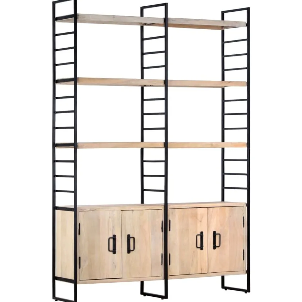 vidaXL Estantería de 4 niveles madera maciza de mango 124x30x180 cm Clearance