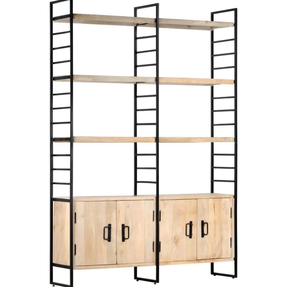 vidaXL Estantería de 4 niveles madera maciza de mango 124x30x180 cm Clearance