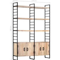 vidaXL Estantería de 4 niveles madera maciza de mango 124x30x180 cm Clearance