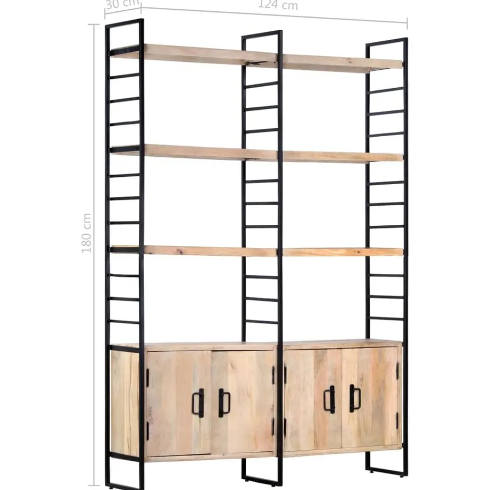 vidaXL Estantería de 4 niveles madera maciza de mango 124x30x180 cm Clearance