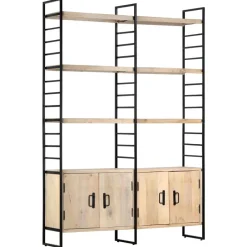 vidaXL Estantería de 4 niveles madera maciza de mango 124x30x180 cm Clearance