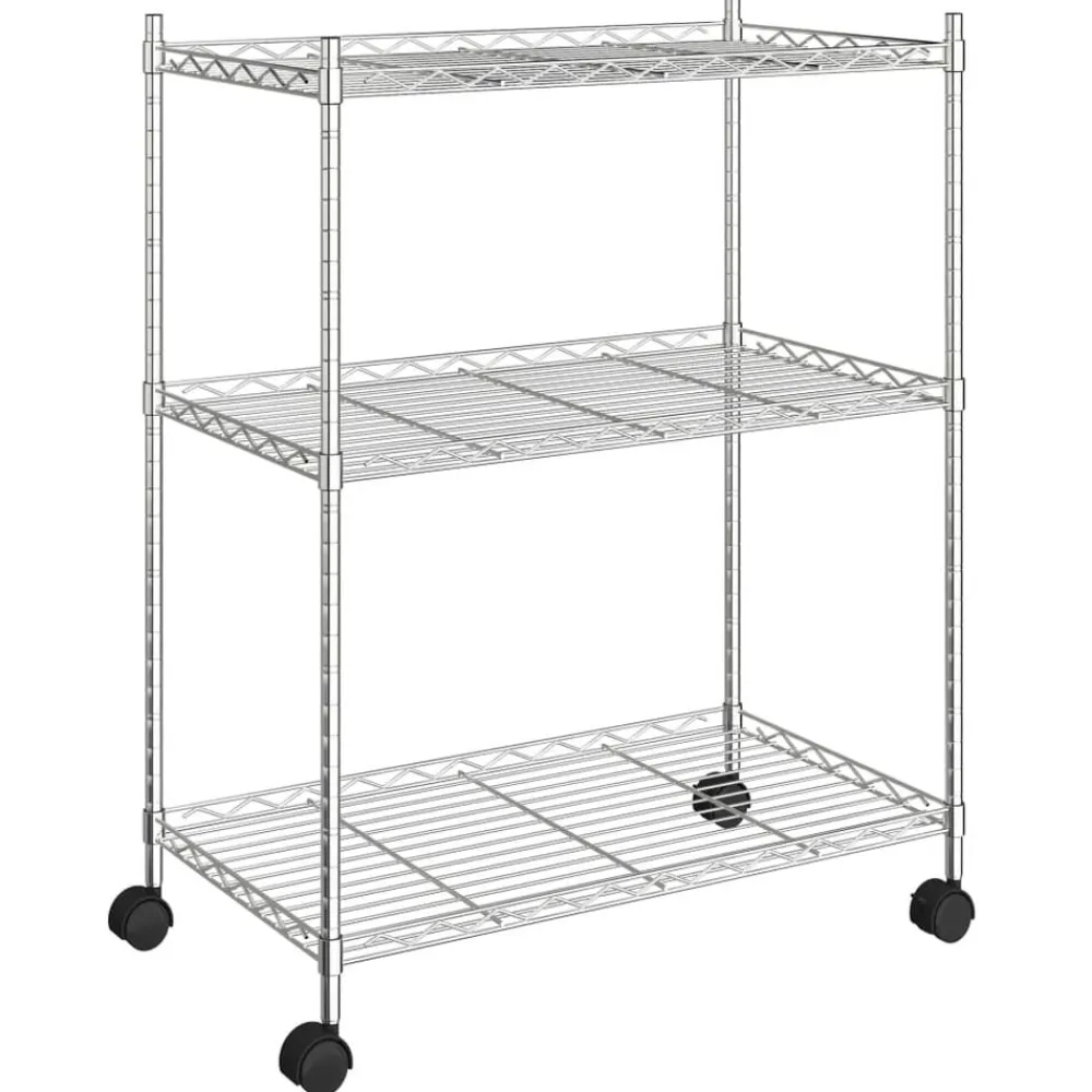 vidaXL Estantería de 3 niveles con ruedas 60x35x81 cm 150 kg Cromado New