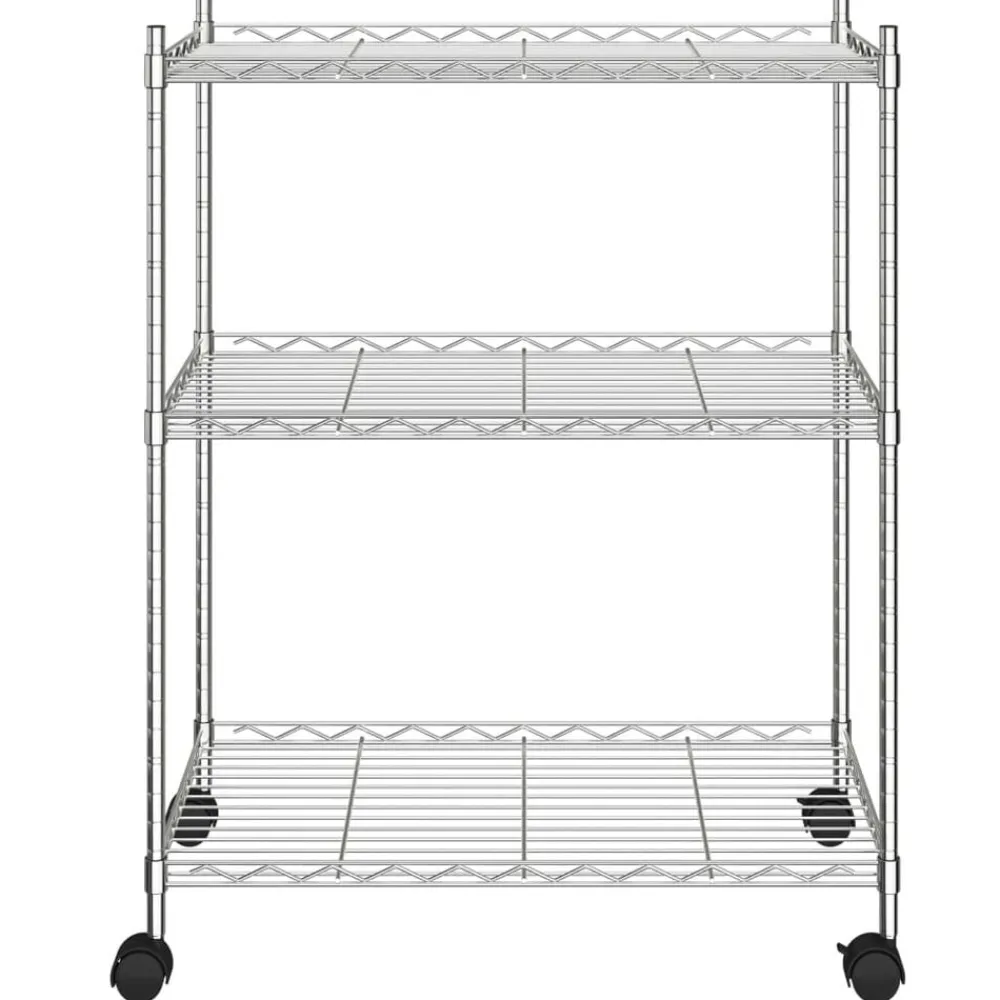 vidaXL Estantería de 3 niveles con ruedas 60x35x81 cm 150 kg Cromado New