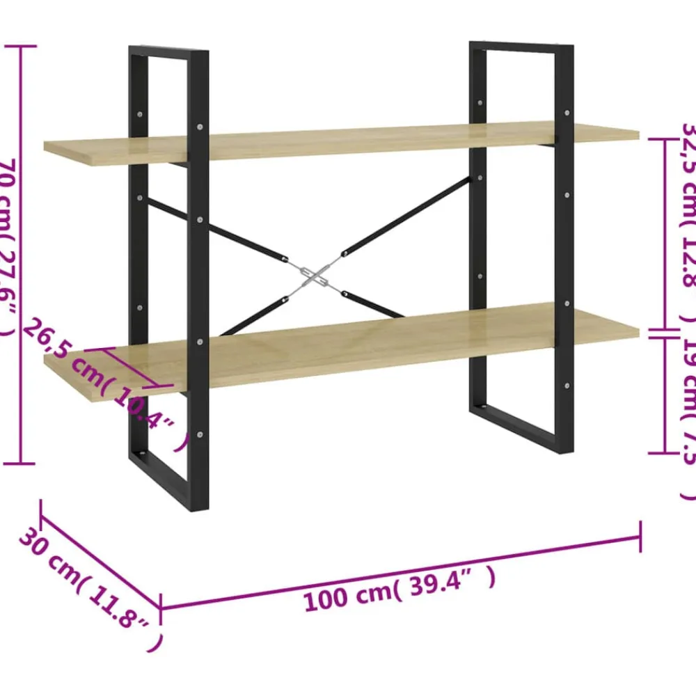 vidaXL Estanterías-Estantería de 2 niveles contrachapada 100x30x70 cm