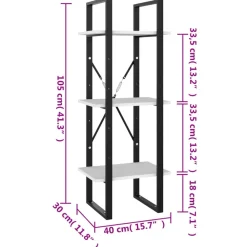 vidaXL Estantería de 3 niveles madera contrachapada 40x30x105cm Blanco Sale