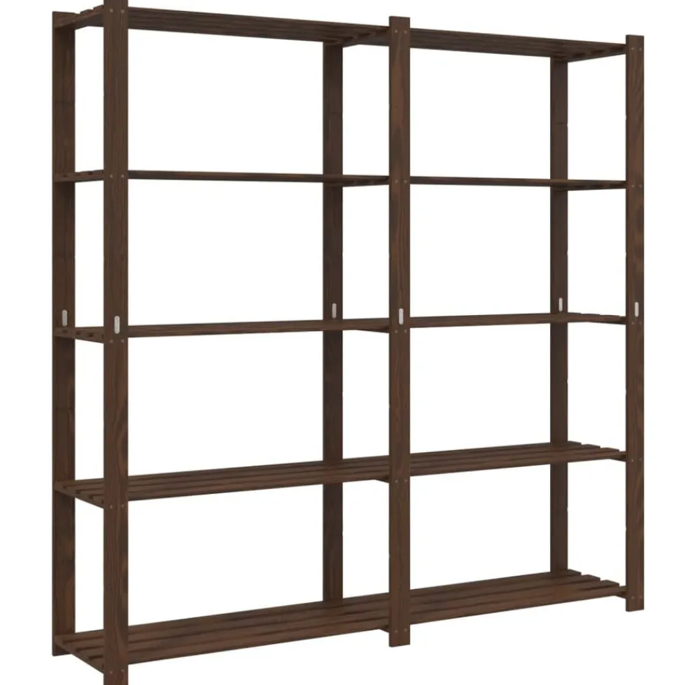 vidaXL Almacenamiento Industrial-Estantería de 5 niveles madera maciza pino marrón 170x38x170 cm