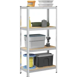vidaXL Estantería de acero y MDF 80x40x160 cm Plateado Outlet