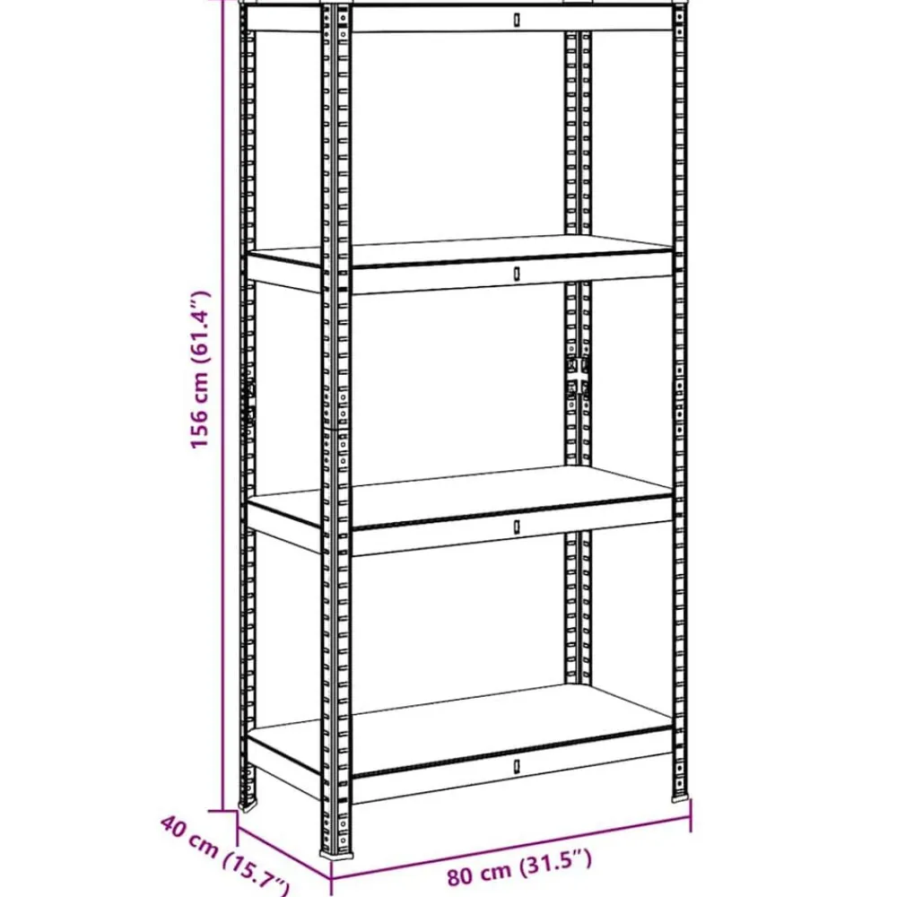 vidaXL Estantería de acero y MDF 80x40x160 cm Plateado Outlet