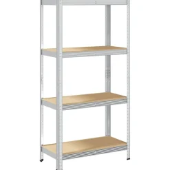 vidaXL Estantería de acero y MDF 80x40x160 cm Plateado Outlet