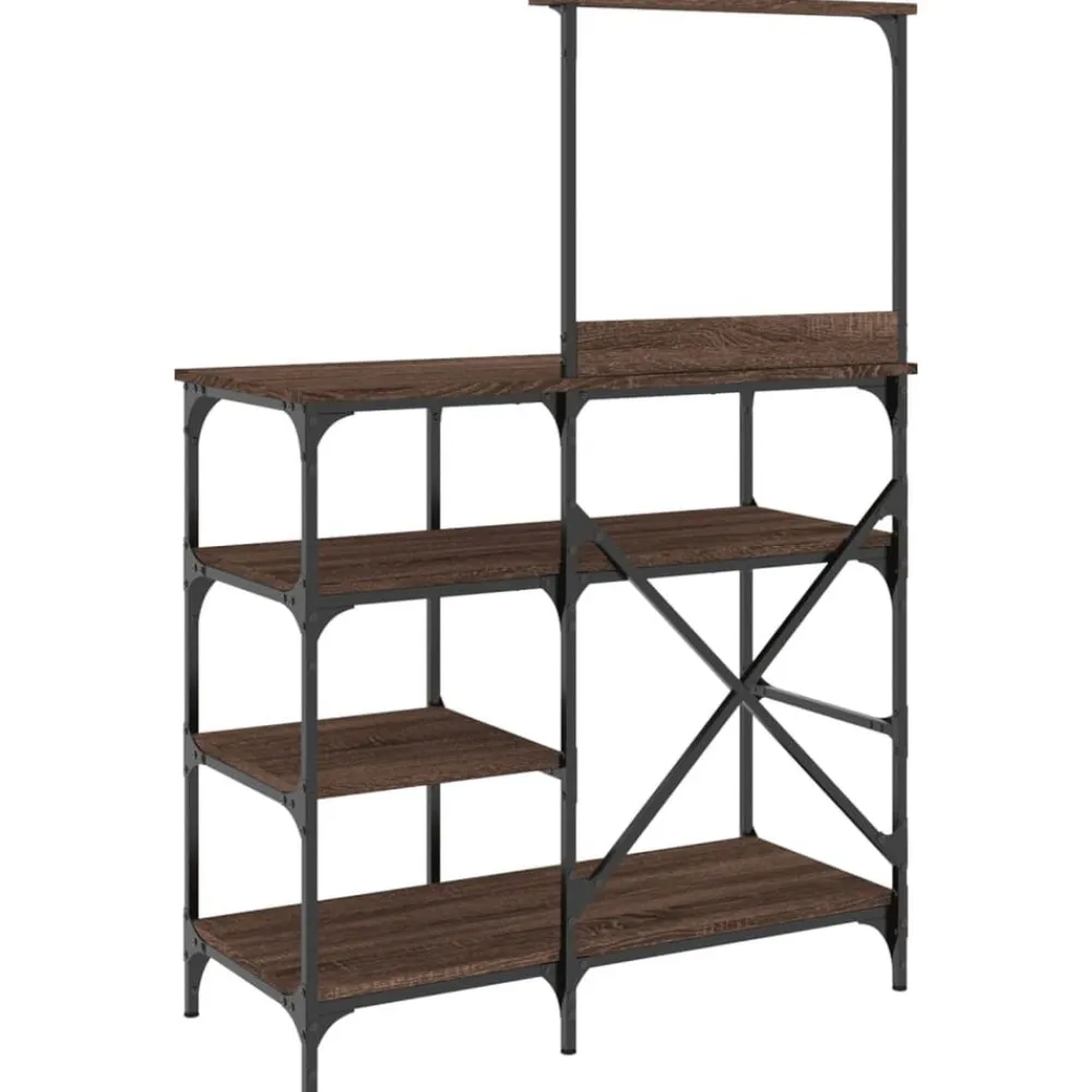 vidaXL Estantería de cocina madera ingeniería metal marrón 90x40x132cm Marrón roble Hot