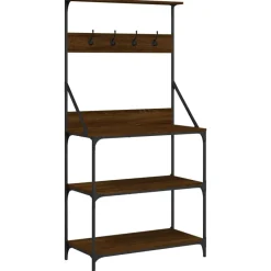 vidaXL Estantería de cocina con ganchos madera ingeniería marrón roble Marr&oacute;n roble Best