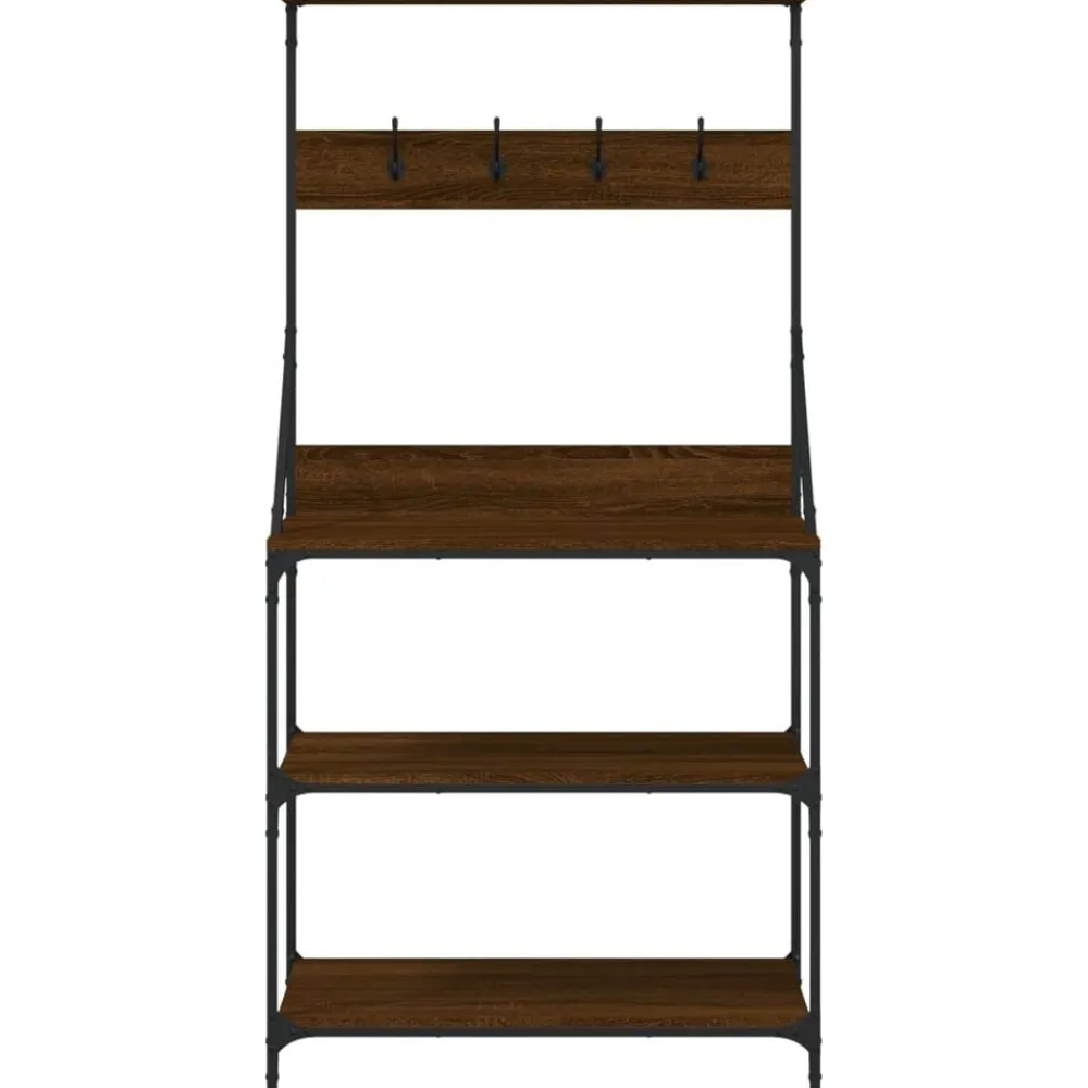 vidaXL Estantería de cocina con ganchos madera ingeniería marrón roble Marrón roble Best